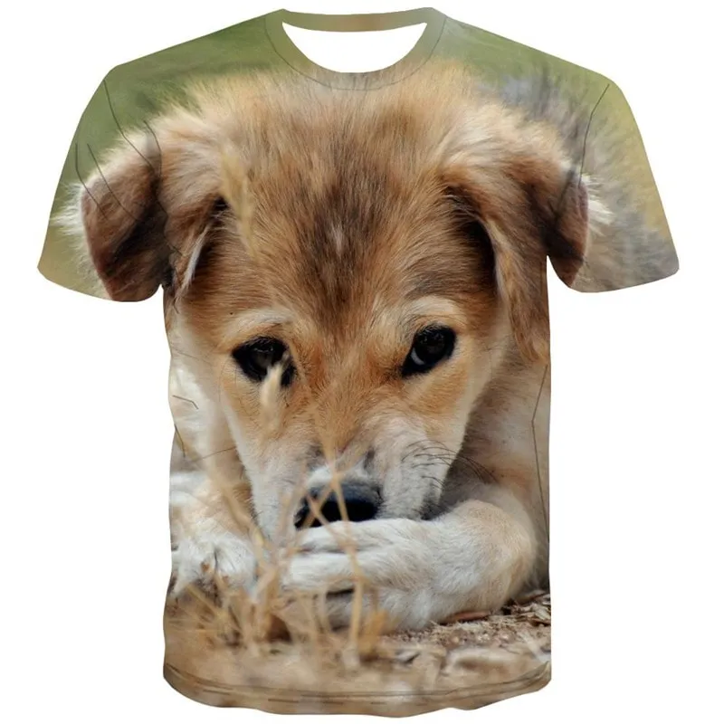 dog tshirts Print clothes Puppy Cute animal men's big Smart dogs Cool art costume