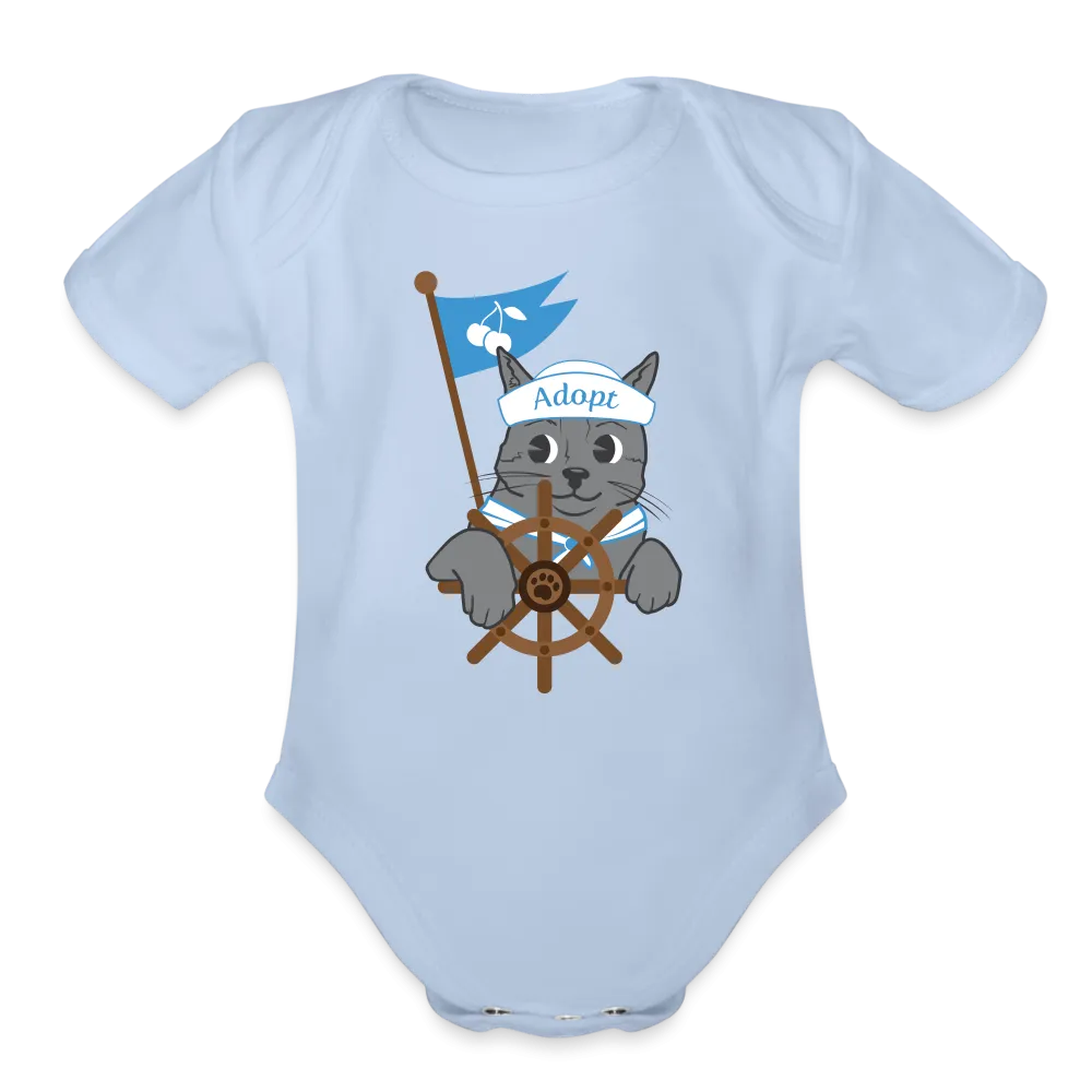 Door County Sailor Cat Organic Short Sleeve Baby Bodysuit