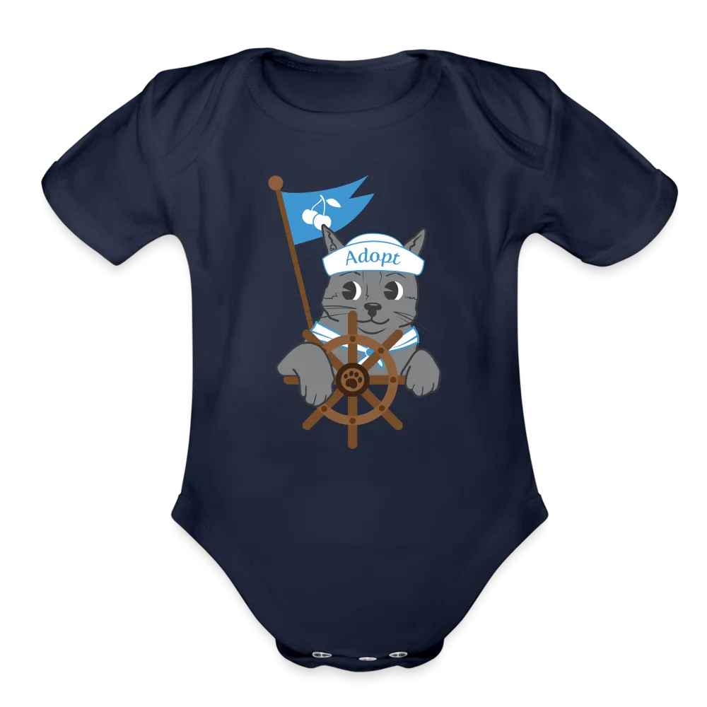 Door County Sailor Cat Organic Short Sleeve Baby Bodysuit