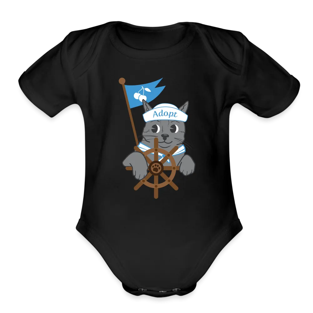 Door County Sailor Cat Organic Short Sleeve Baby Bodysuit