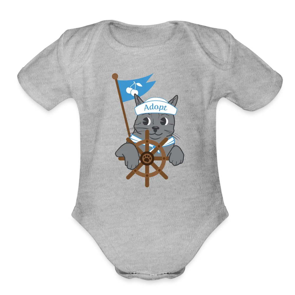 Door County Sailor Cat Organic Short Sleeve Baby Bodysuit