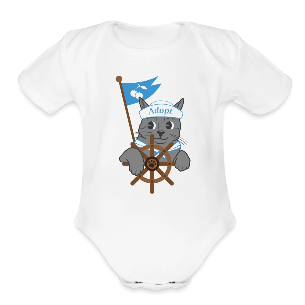 Door County Sailor Cat Organic Short Sleeve Baby Bodysuit