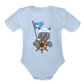 Door County Sailor Cat Organic Short Sleeve Baby Bodysuit