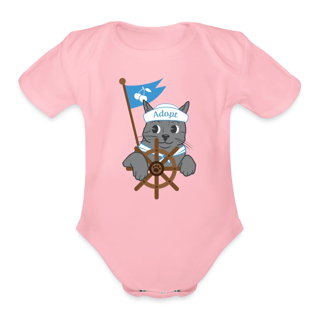 Door County Sailor Cat Organic Short Sleeve Baby Bodysuit