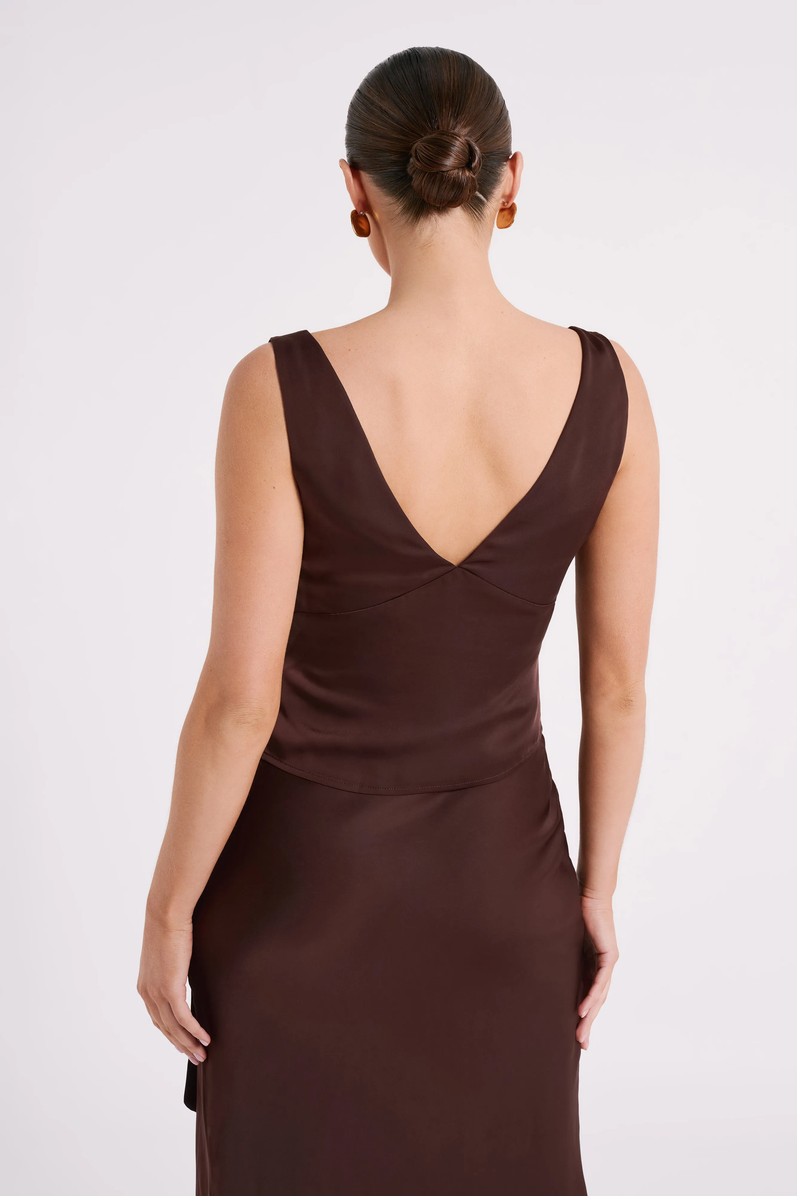 Edie Satin Top - Dark Chocolate