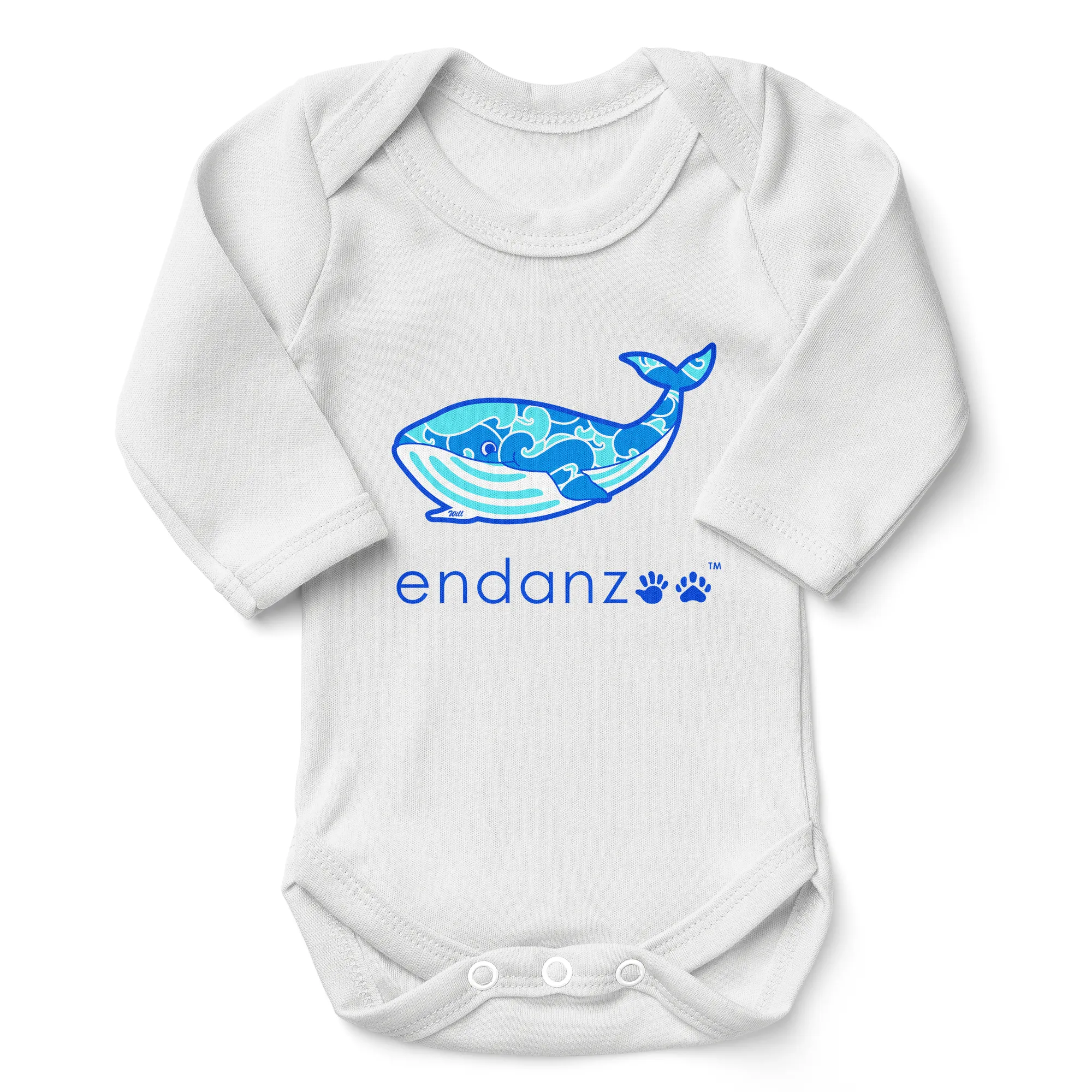 Endanzoo Organic Baby Bodysuit - Whale Making Waves