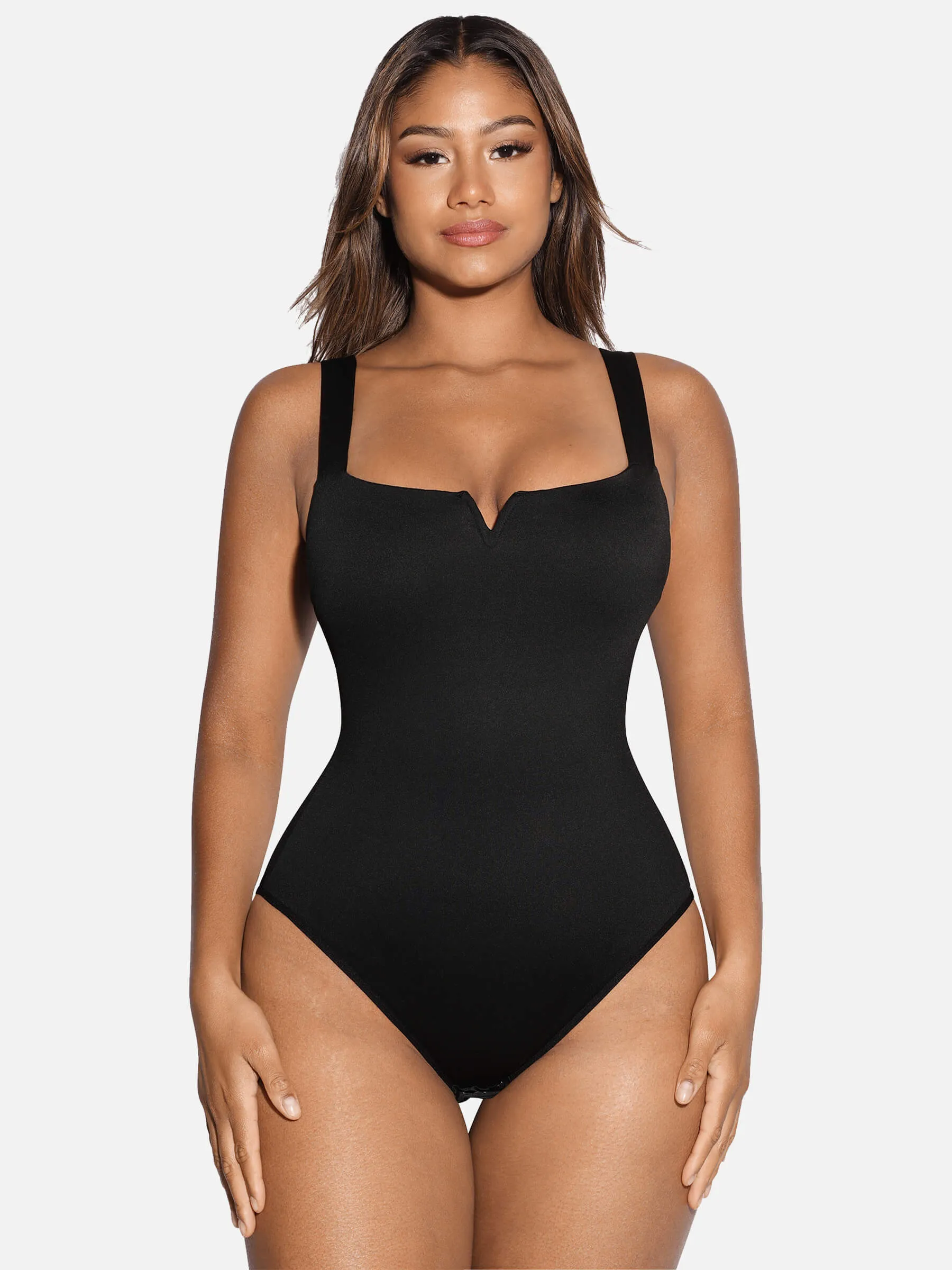 Feelingirl V Neck Tummy Control Thong Shapewear