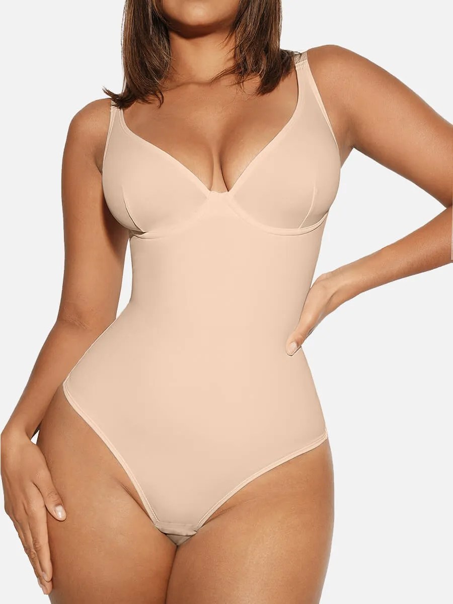 Feelingirl V Neck Tummy Control Thong Shapewear