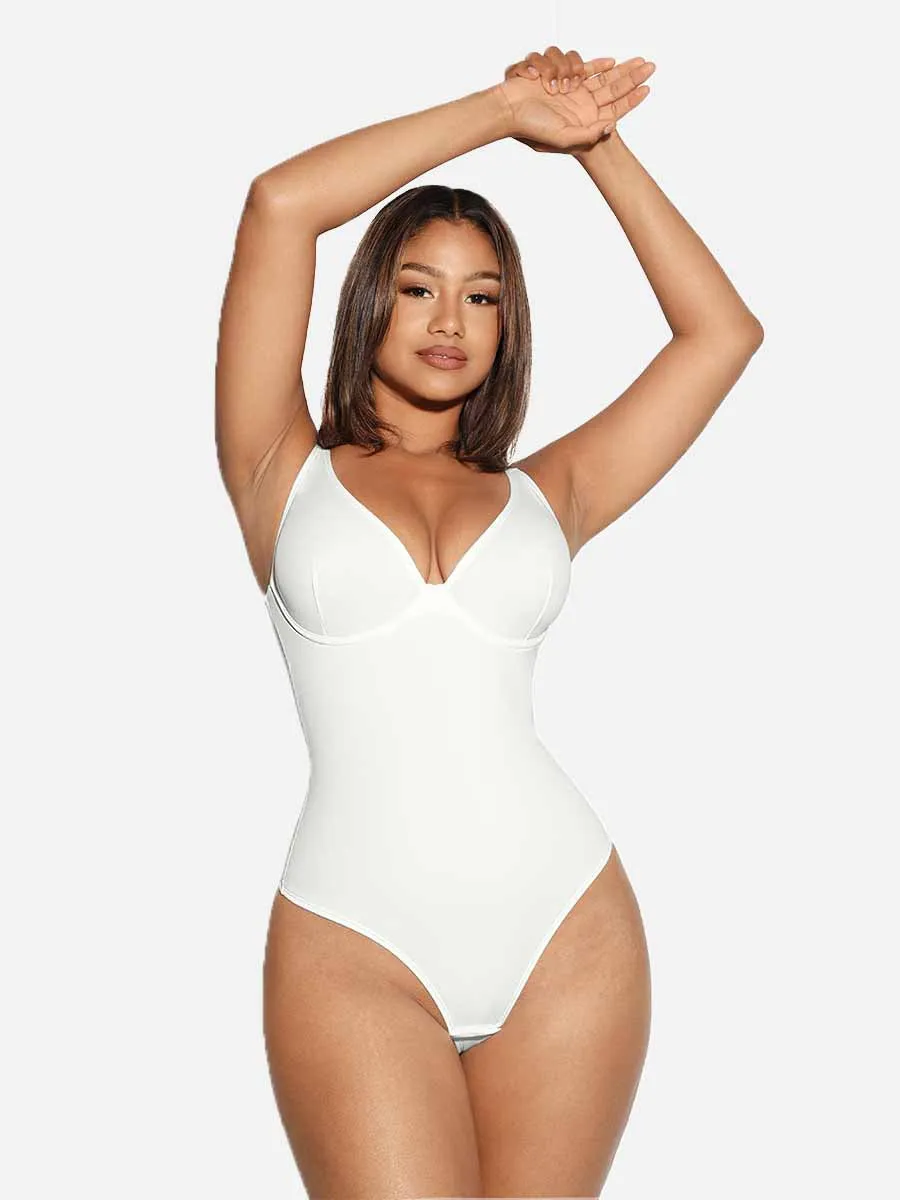 Feelingirl V Neck Tummy Control Thong Shapewear