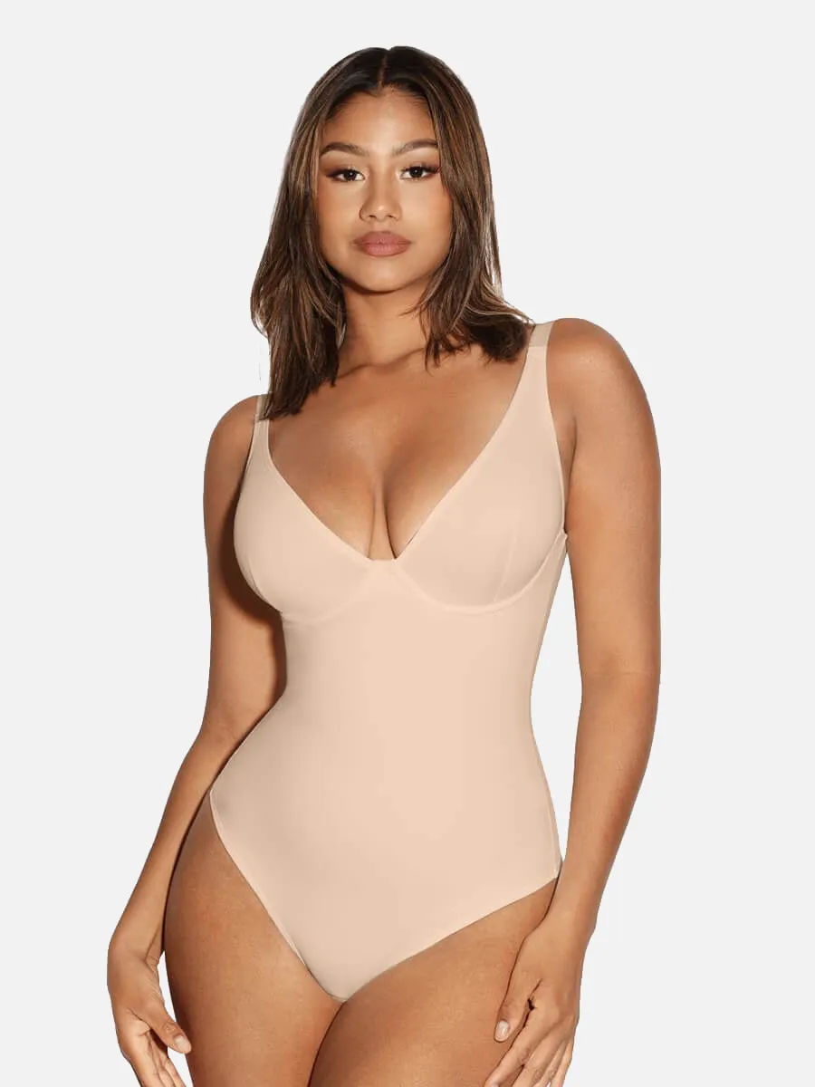 Feelingirl V Neck Tummy Control Thong Shapewear