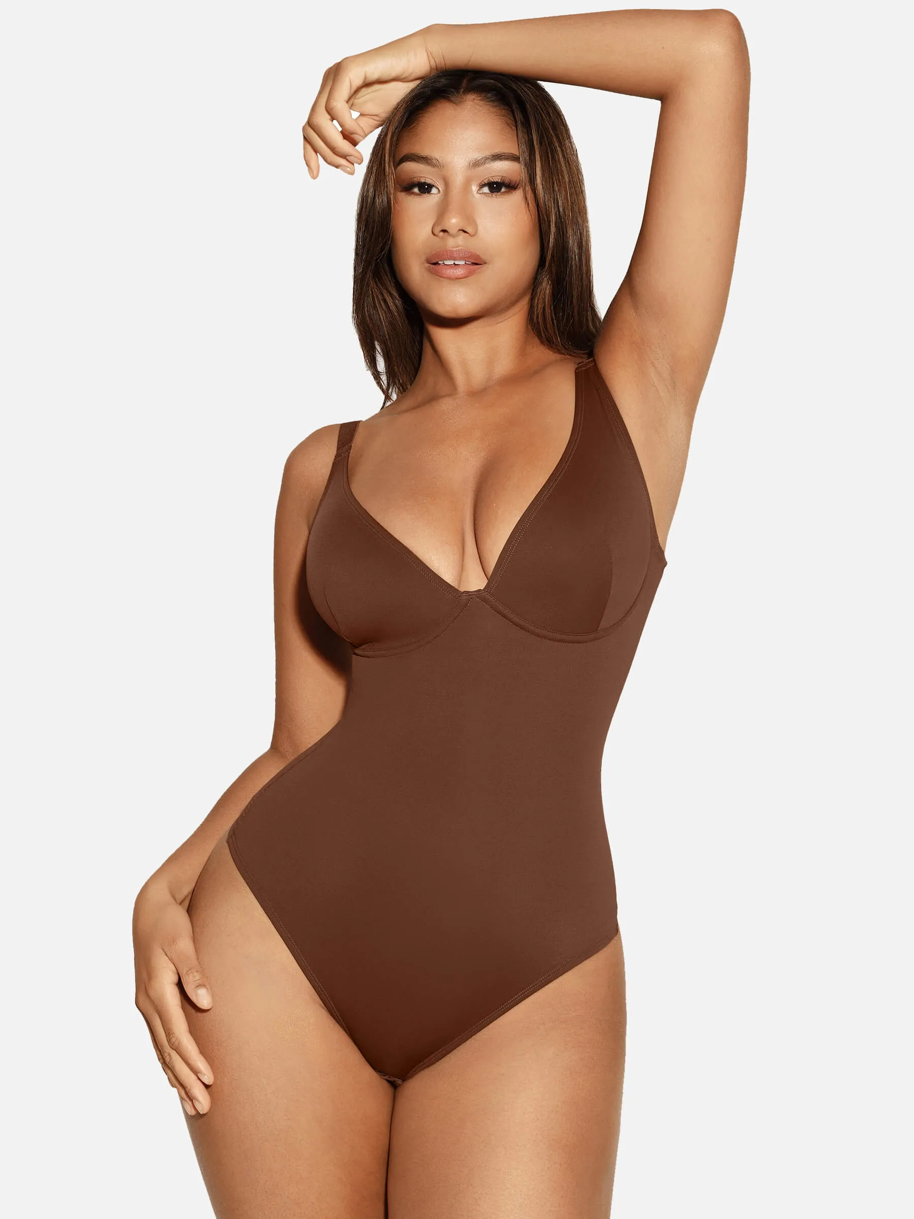 Feelingirl V Neck Tummy Control Thong Shapewear