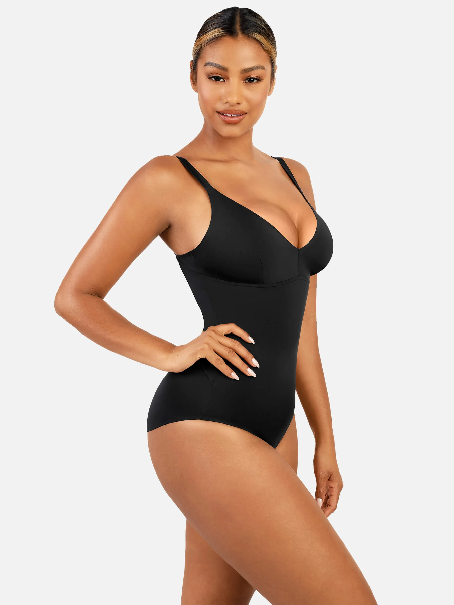 Feelingirl V Neck Tummy Control Thong Shapewear