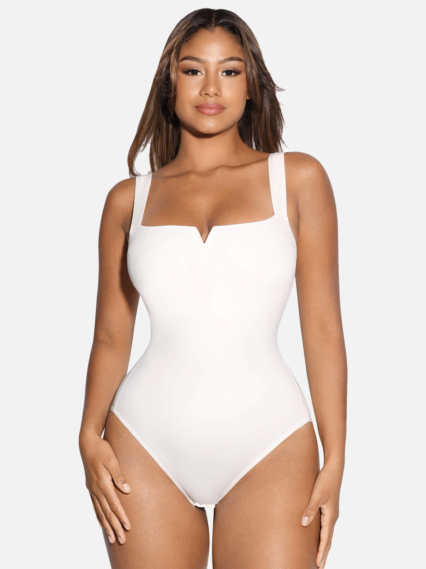 Feelingirl V Neck Tummy Control Thong Shapewear