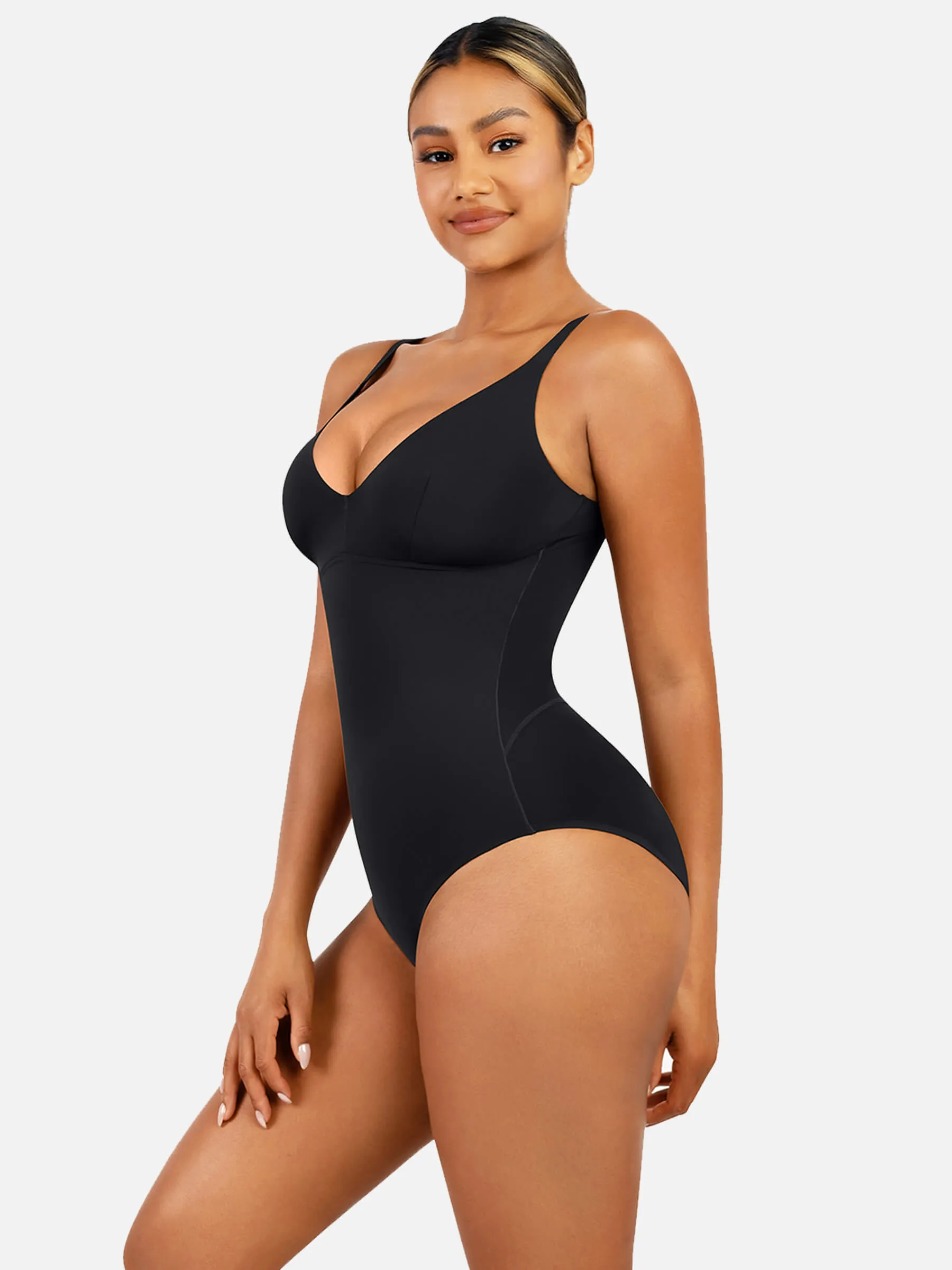 Feelingirl V Neck Tummy Control Thong Shapewear