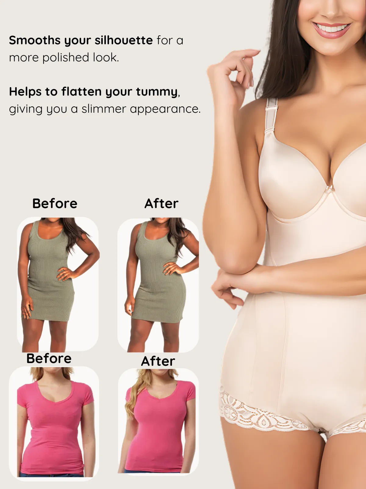 Firm Compression Body Shaper with Contouring Bra and Hook & Eye Closure | Targeted Support | Made in Colombia