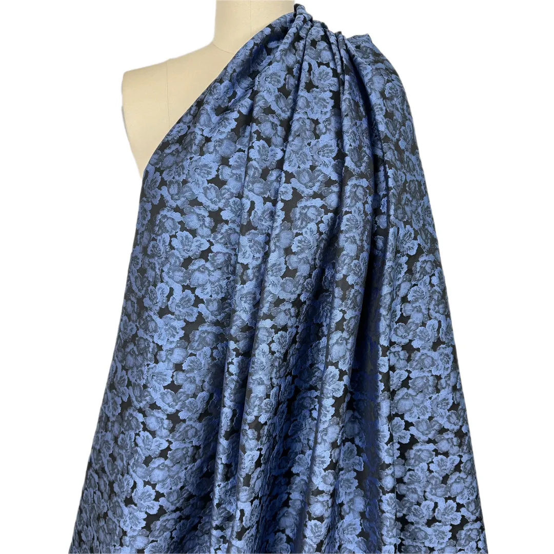 floral bloom jacquard brocade - French blue