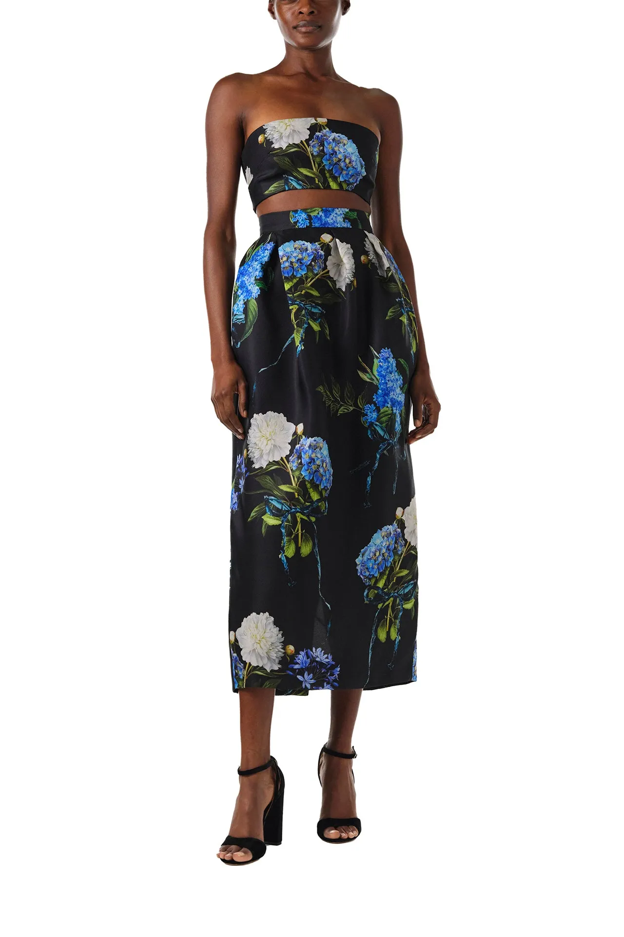 Floral Draped Midi Skirt