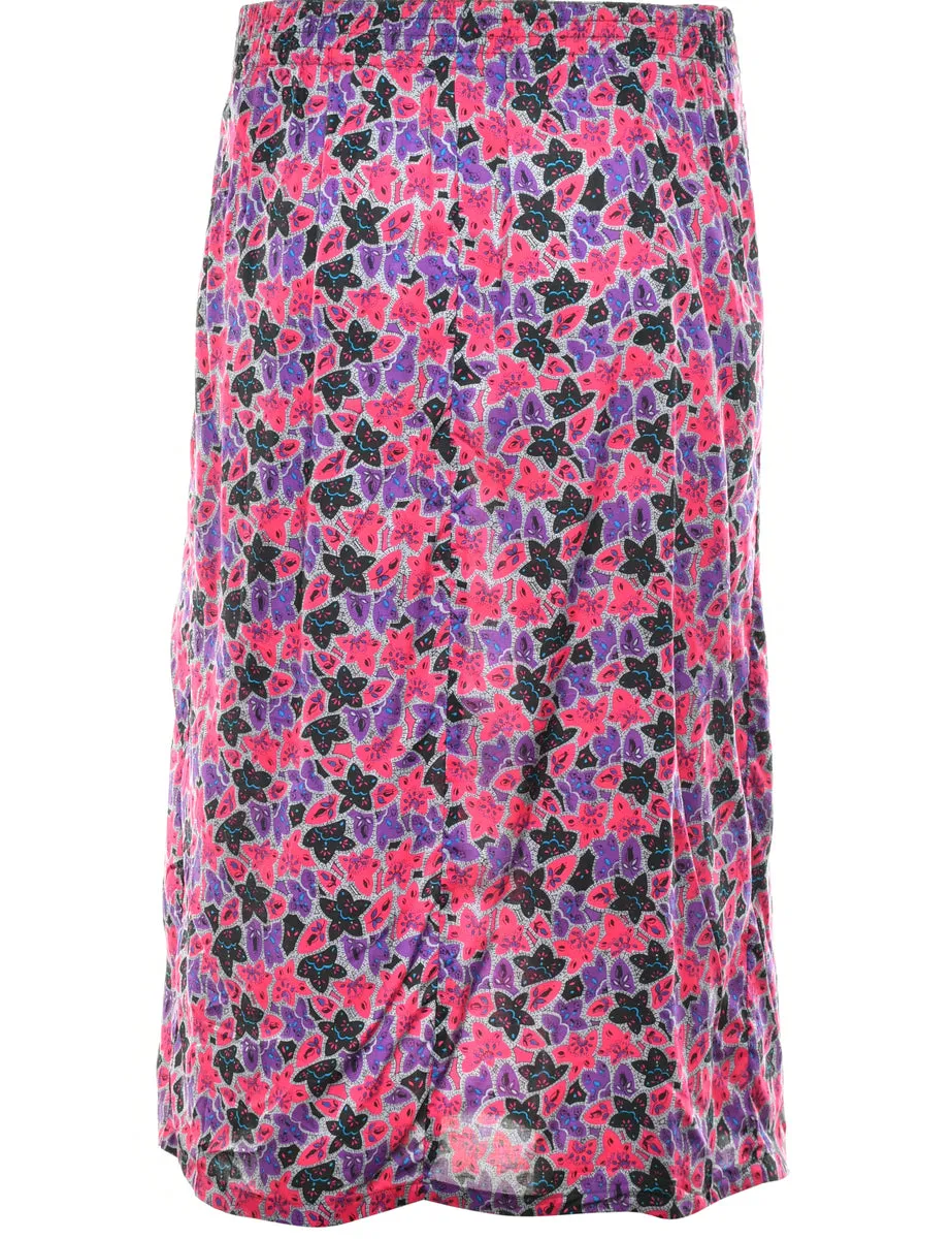 Floral Print Midi Skirt - M