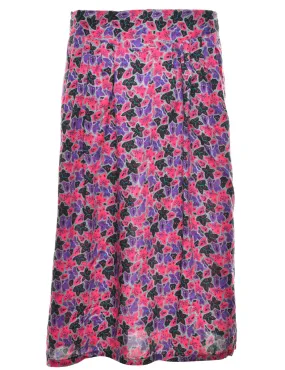 Floral Print Midi Skirt - M