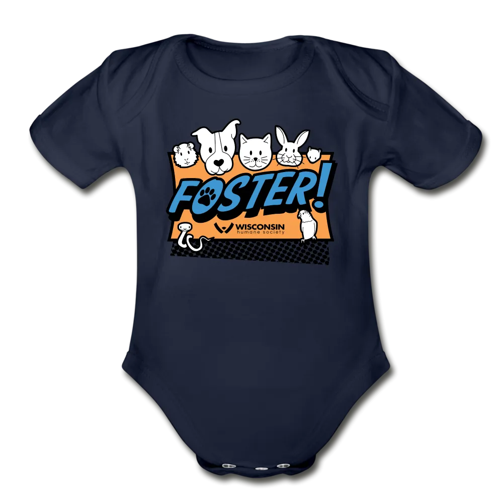 Foster Logo Organic Short Sleeve Baby Bodysuit