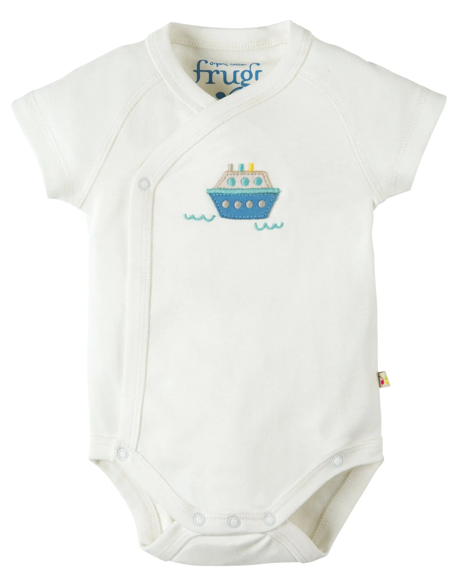 Frugi Baby Cuddly Kimono Organic Cotton Sailing Boats Bodysuit 2-Pack