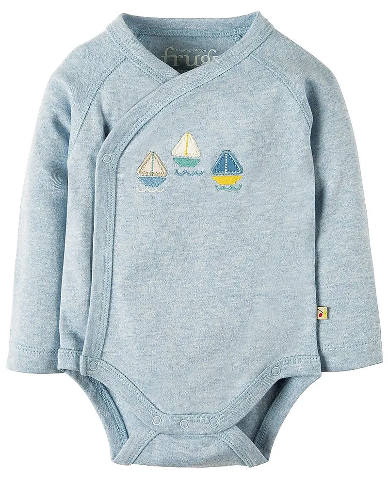 Frugi Baby Cuddly Kimono Organic Cotton Sailing Boats Bodysuit 2-Pack