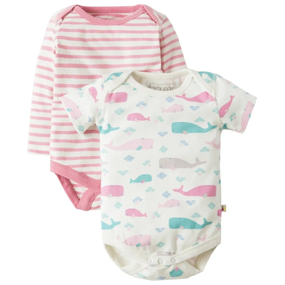 Frugi Baby Teeny Long Sleeve   Short Sleeve Little Whale Bodysuit 2-Pack