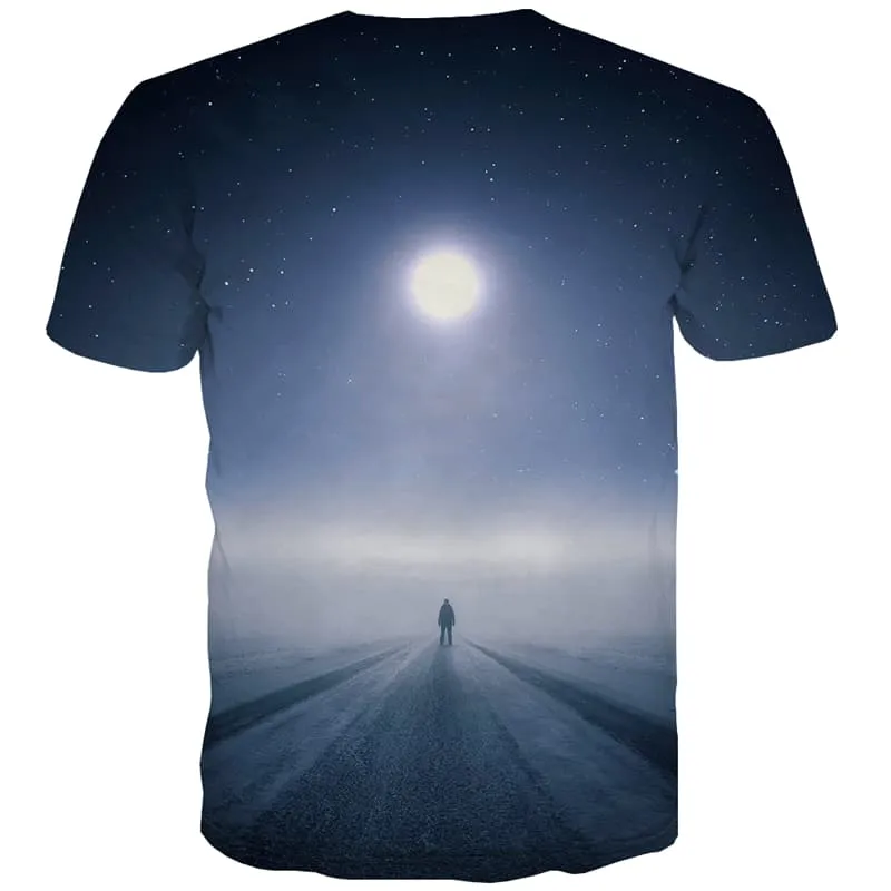 Galaxy T shirts Men Moon T shirts Funny Meteor Shower Tshirts Casual