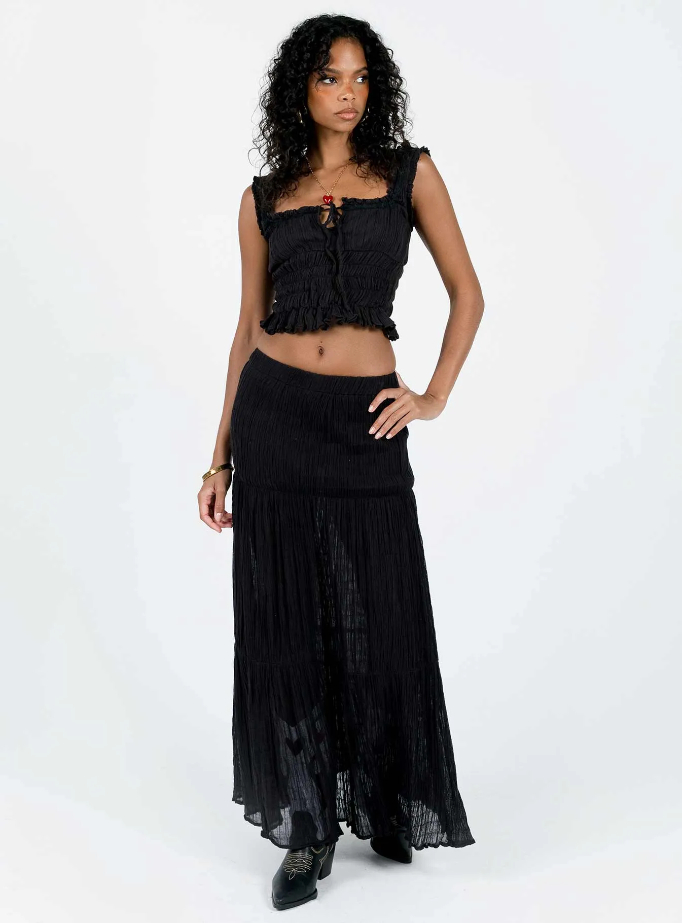 Gilchrist Low Rise Maxi Skirt Black