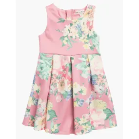 Girls Floral Pleated Party Dress