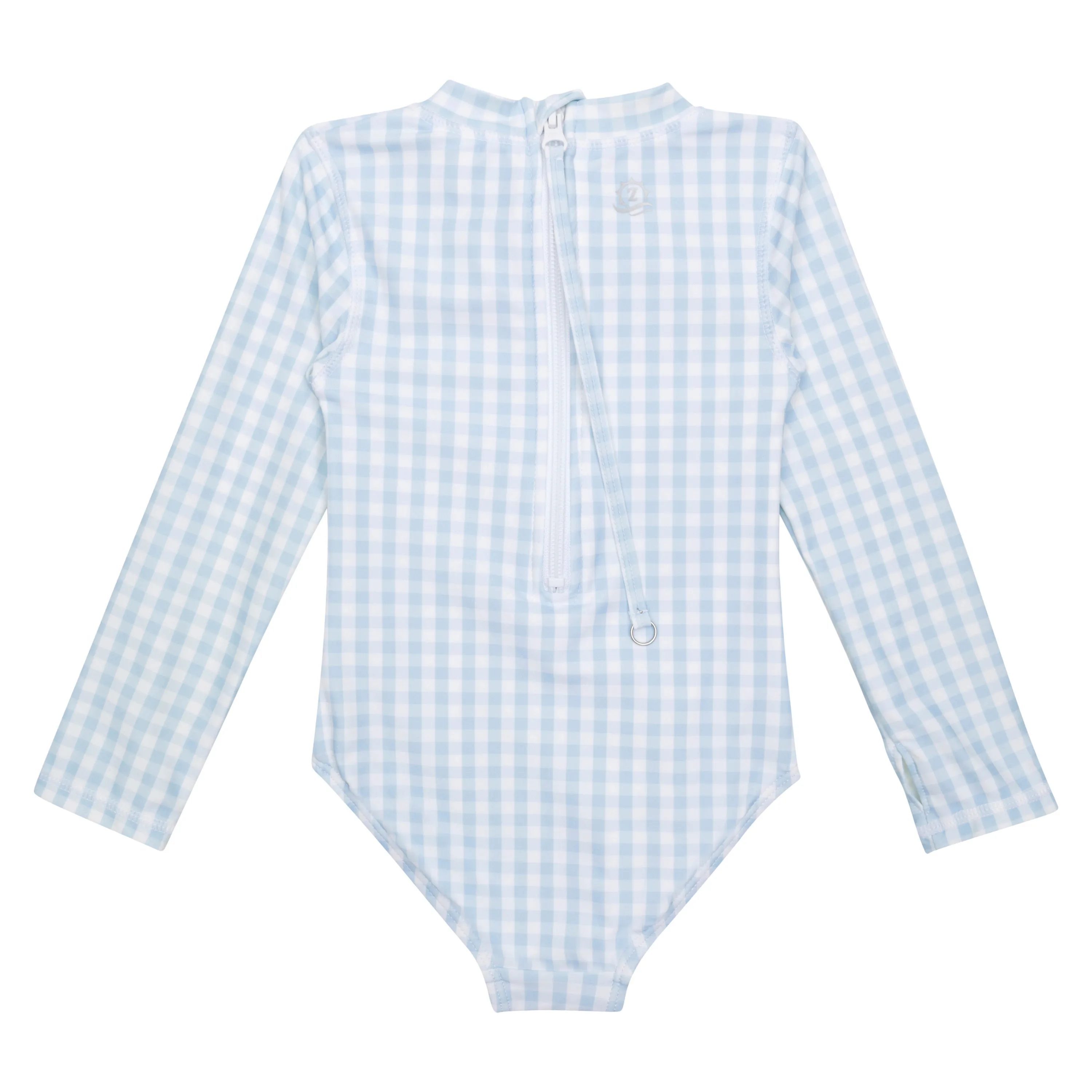 Girls Long Sleeve Surf Suit (One Piece Bodysuit) | "Blue Gingham"