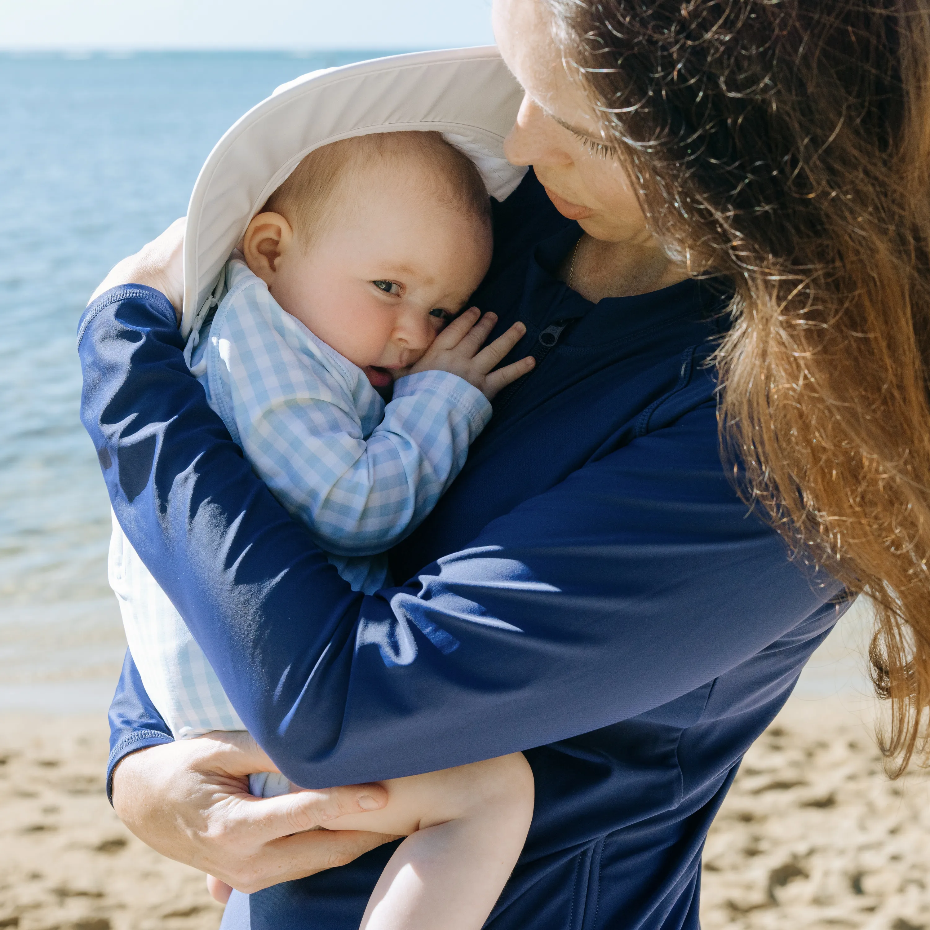 Girls Long Sleeve Surf Suit (One Piece Bodysuit) | "Blue Gingham"