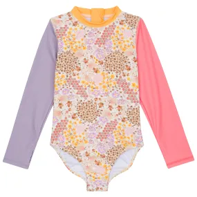 Girls Long Sleeve Surf Suit (One Piece Bodysuit) | "Meadows"