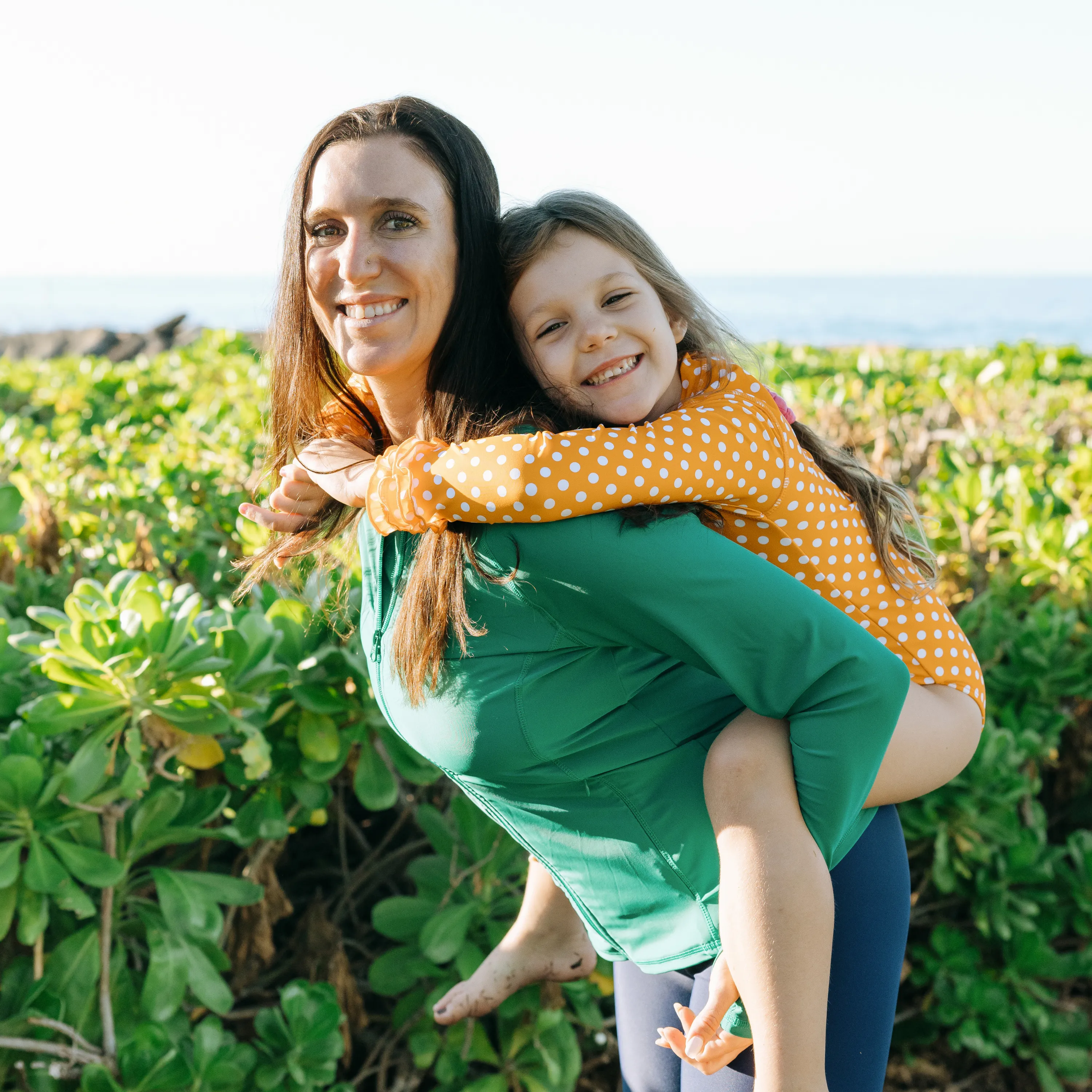 Girls Long Sleeve Surf Suit (One Piece Bodysuit) | "Orange Sassy Surfer"