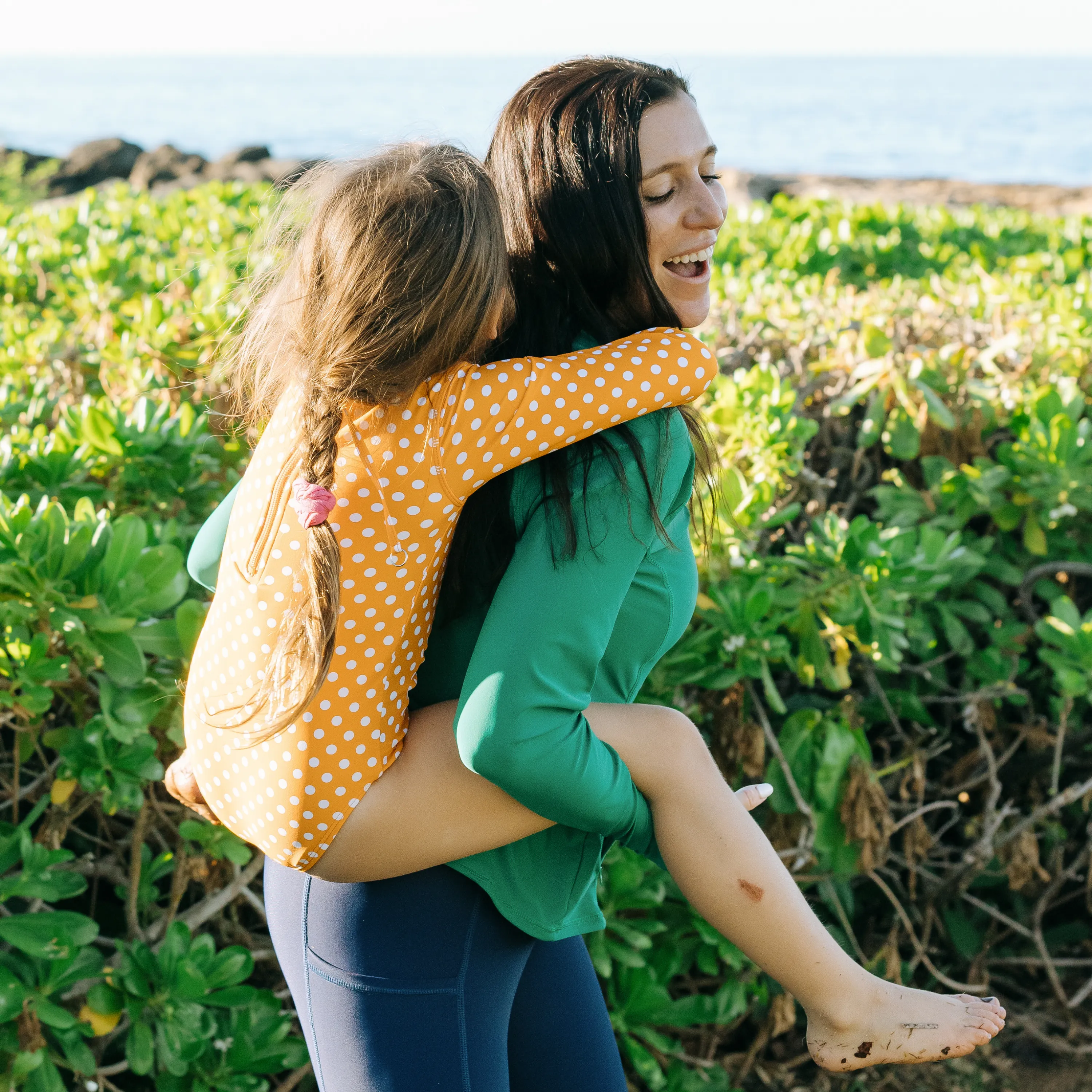 Girls Long Sleeve Surf Suit (One Piece Bodysuit) | "Orange Sassy Surfer"