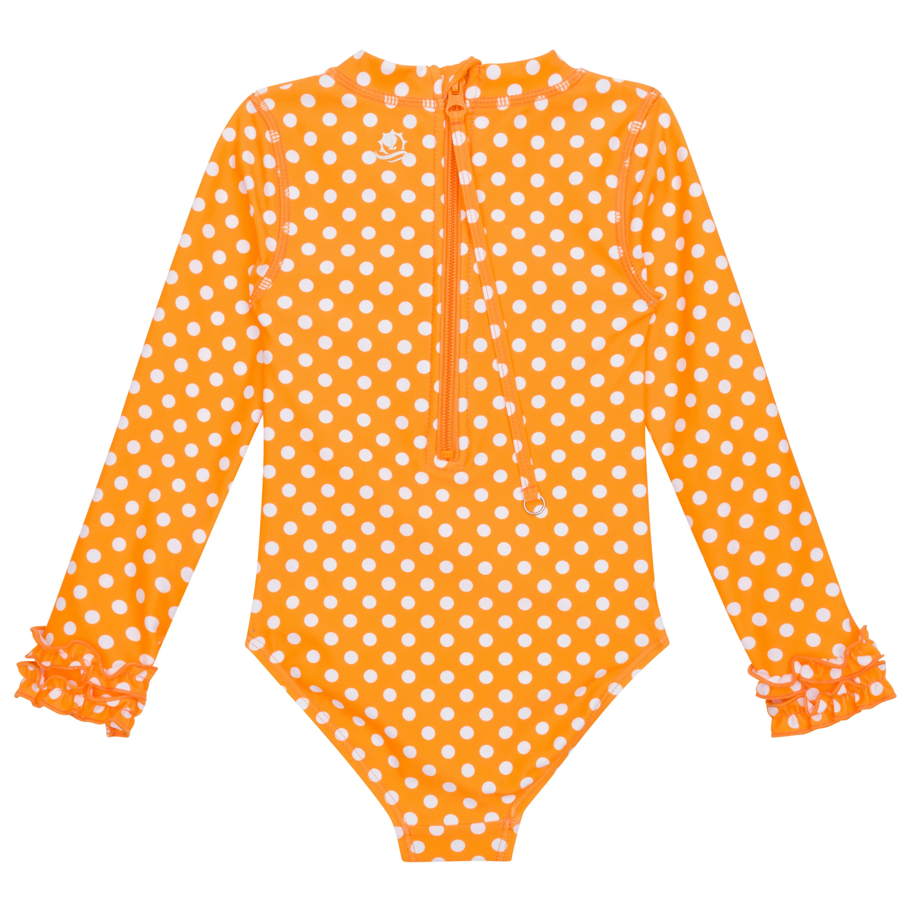 Girls Long Sleeve Surf Suit (One Piece Bodysuit) | "Orange Sassy Surfer"