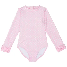 Girls Long Sleeve Surf Suit (One Piece Bodysuit) | "Pink Sassy Surfer"