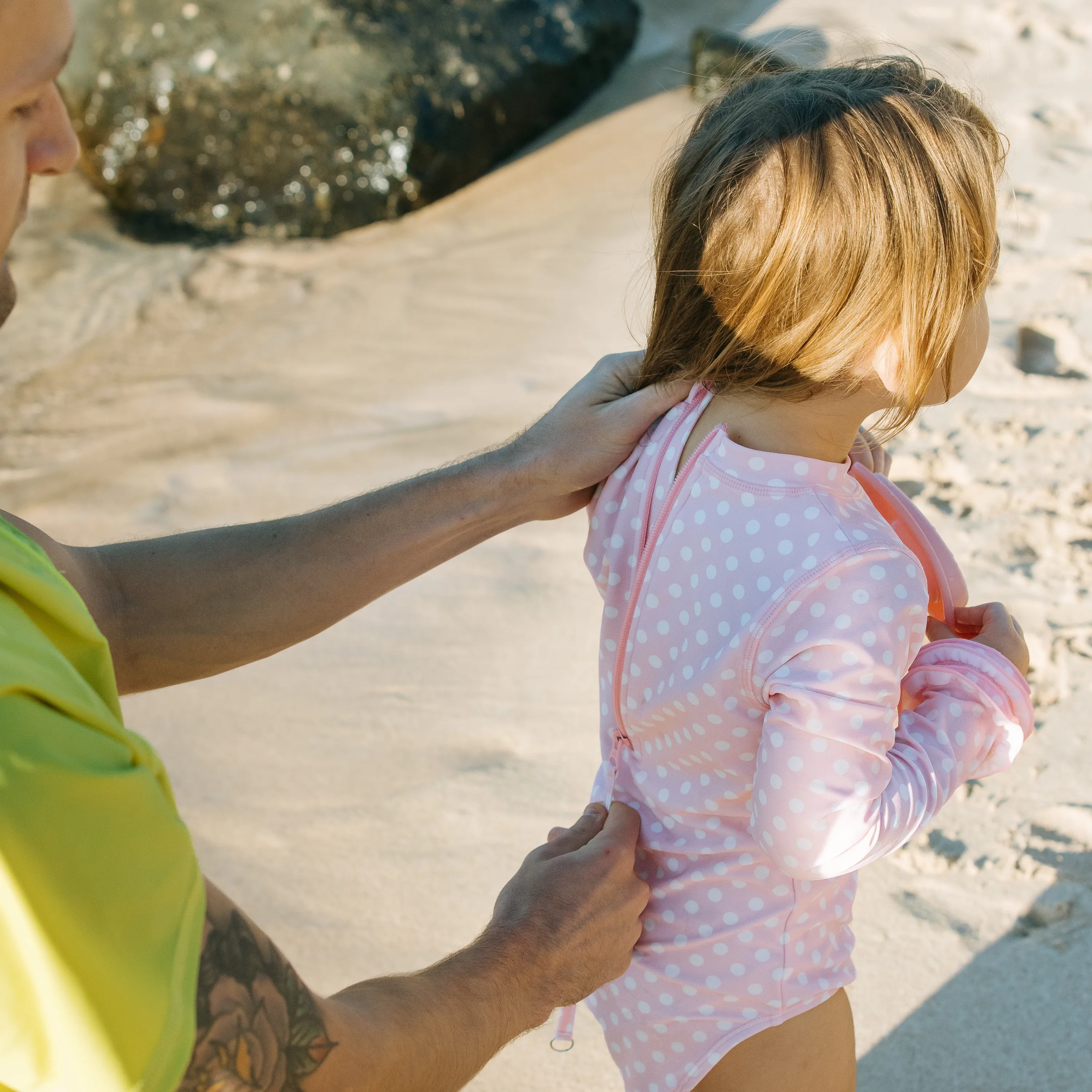 Girls Long Sleeve Surf Suit (One Piece Bodysuit) | "Pink Sassy Surfer"