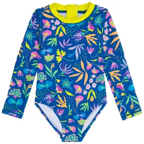 Girls Long Sleeve Surf Suit (One Piece Bodysuit) | "Tropadelic"