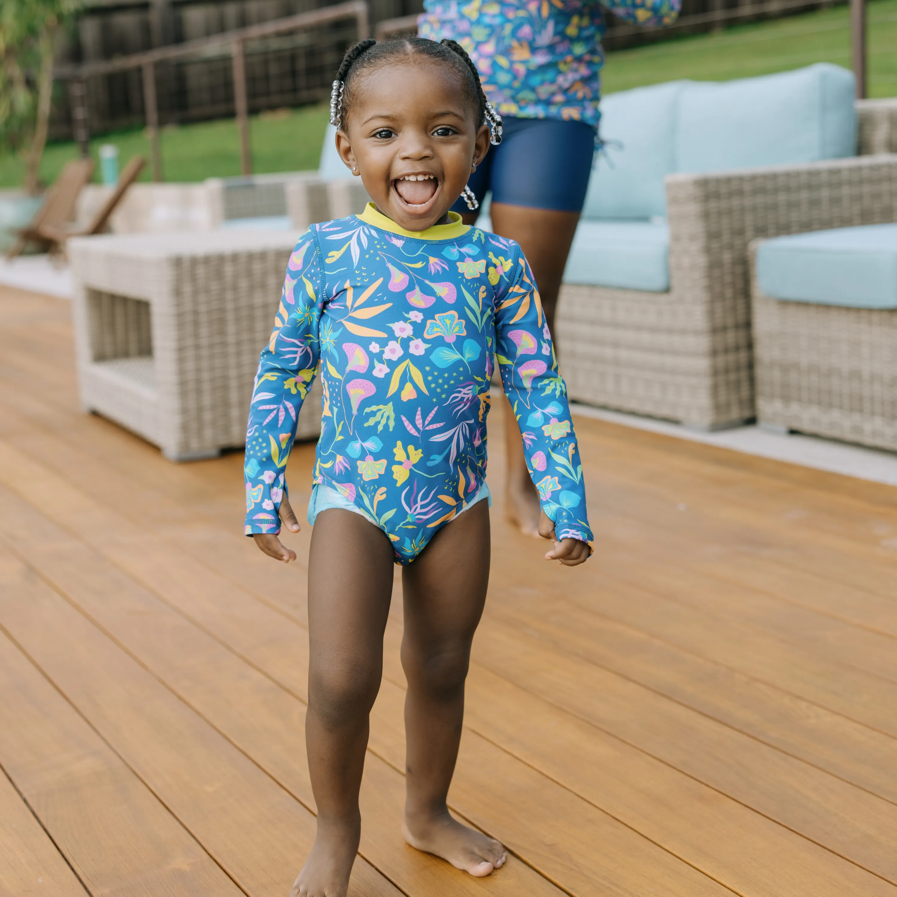 Girls Long Sleeve Surf Suit (One Piece Bodysuit) | "Tropadelic"