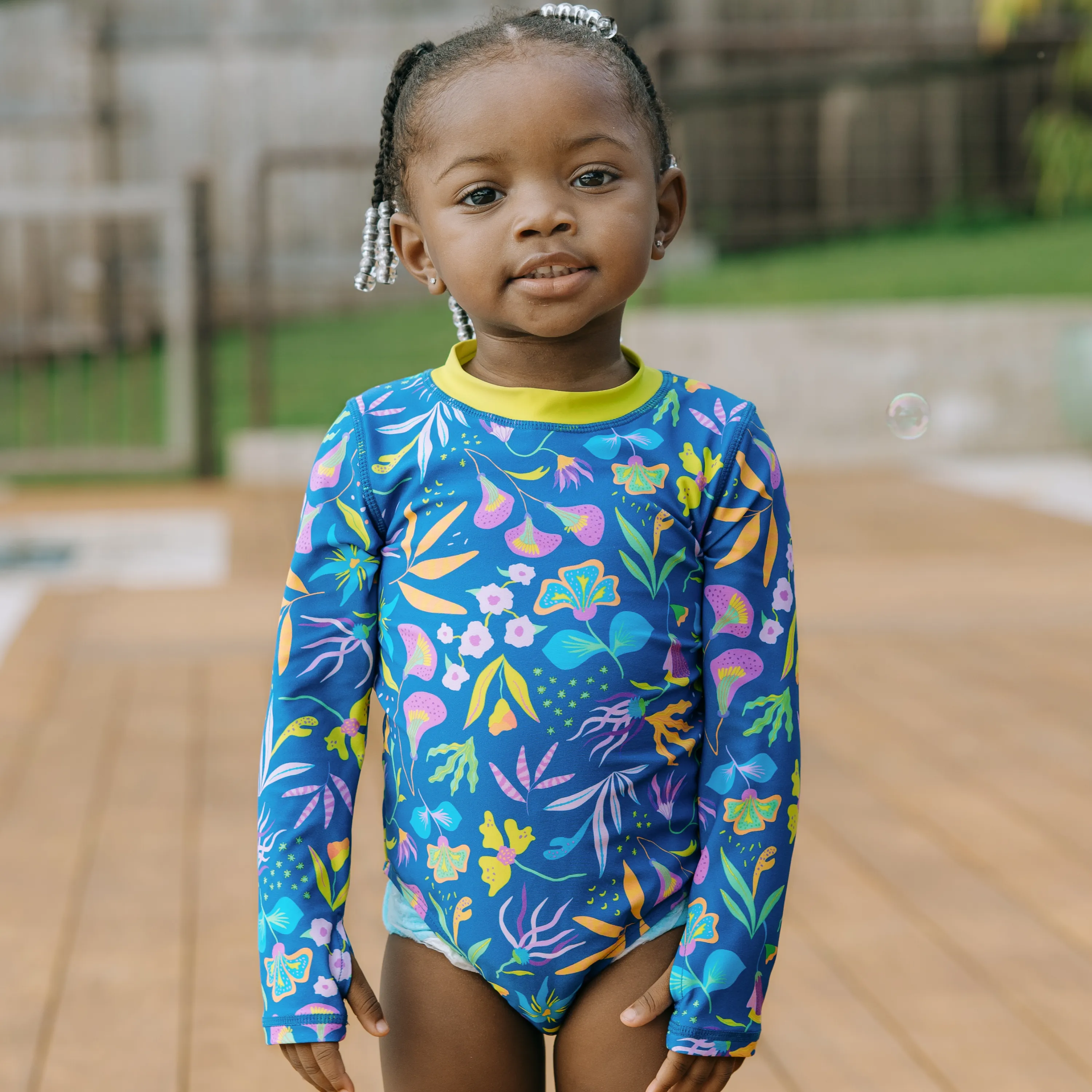 Girls Long Sleeve Surf Suit (One Piece Bodysuit) | "Tropadelic"