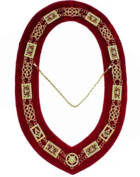 Grand Lodge - Chain Collar - GolGrand Lodge - Chain Collar - Gold/Silver on Red   Free Cased/Silver on Red   Free Case