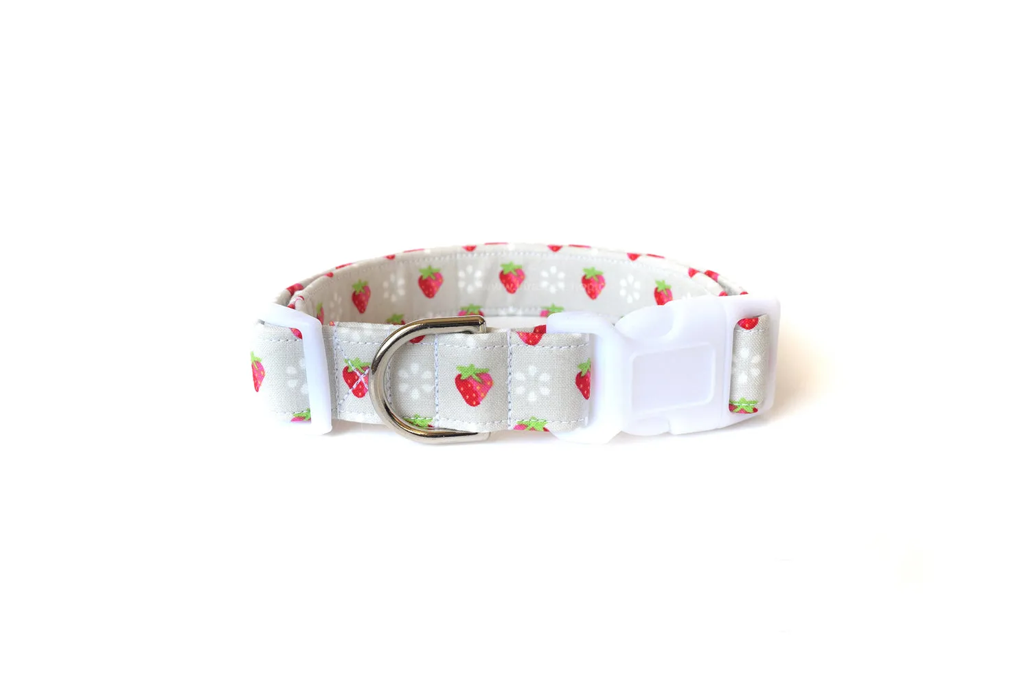 Gray Strawberries Dog Collar