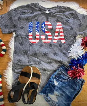 GREY STARS USA TEE