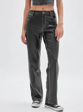 Guess Originals Black Faux Leather Carpenter Pants