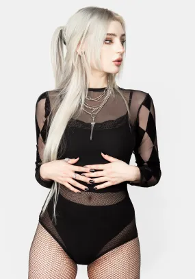 Harleen Checkerboard Mesh Bodysuit