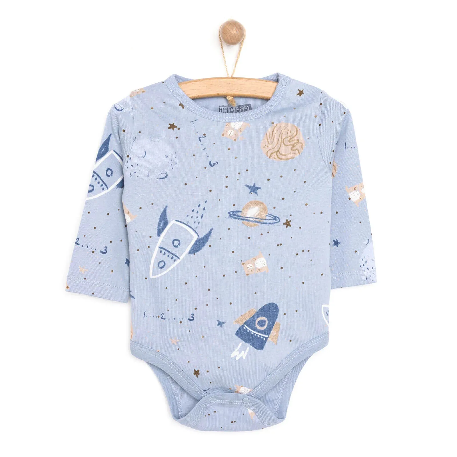 HelloBaby Baby Boy Long Sleeve Bodysuit - Blue