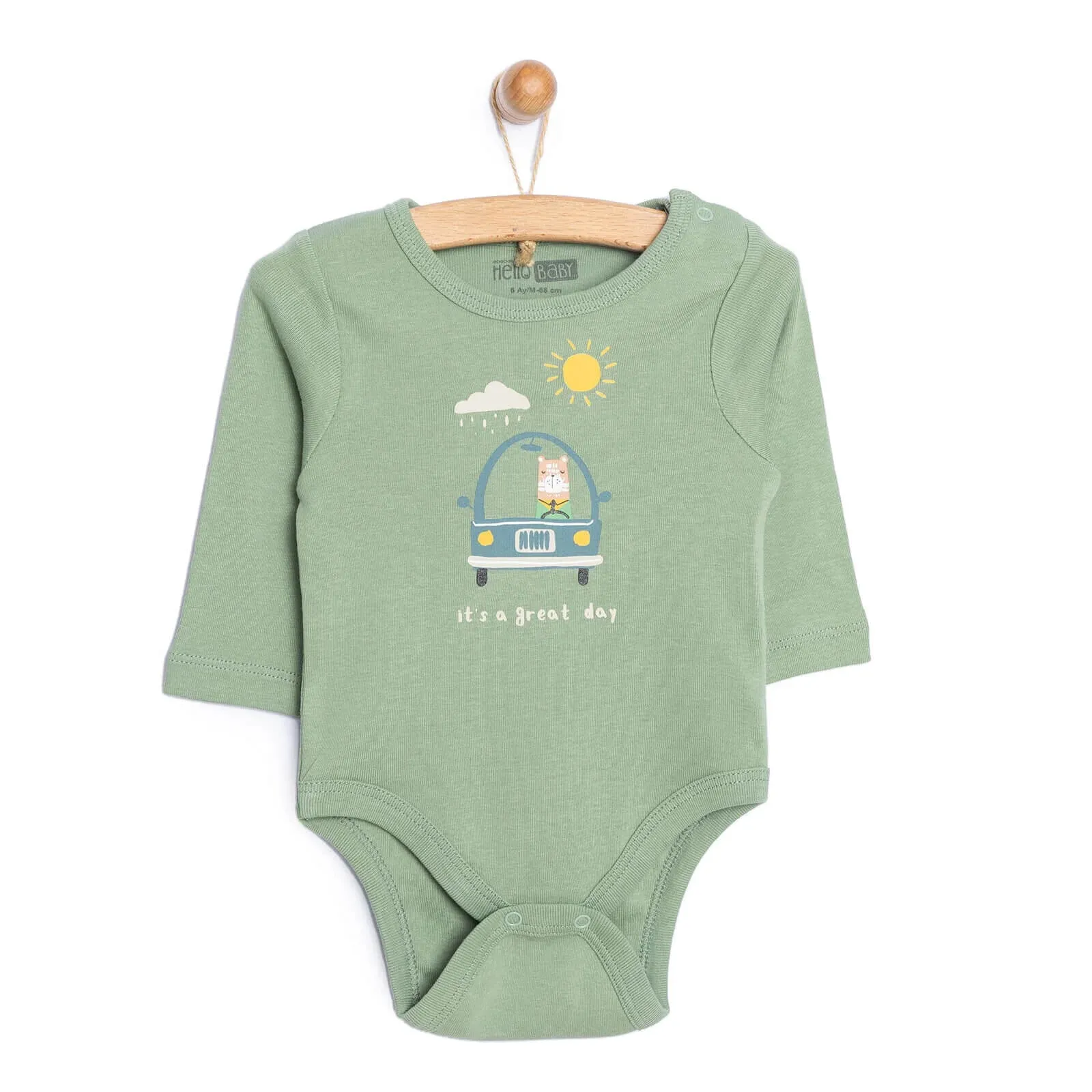 HelloBaby Baby Boy Long Sleeve Bodysuit - Dark Green