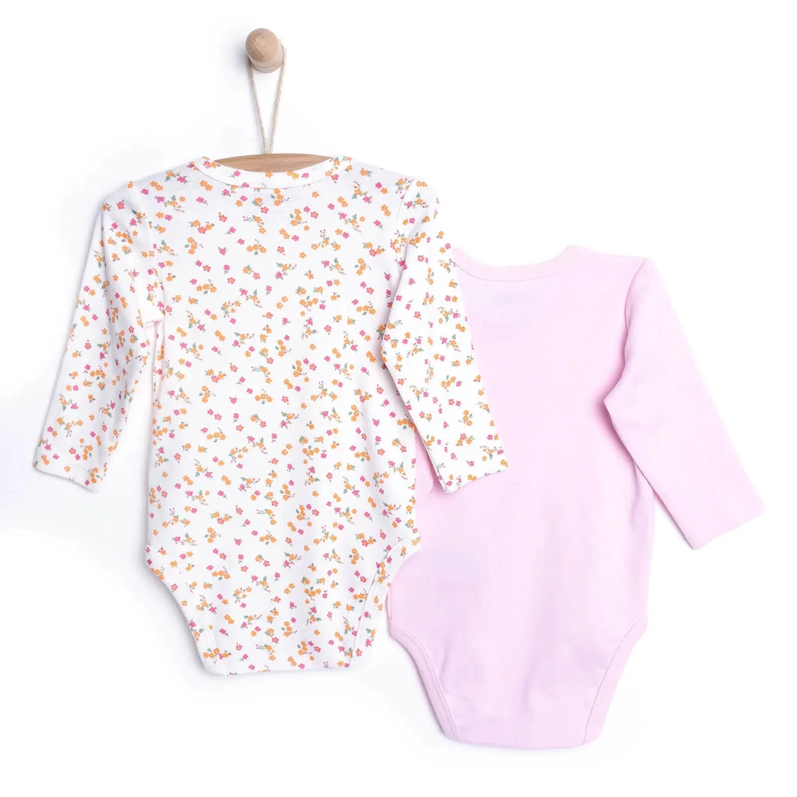 HelloBaby Baby Girl Long Sleeve Bodysuit 2 pcs - Pink