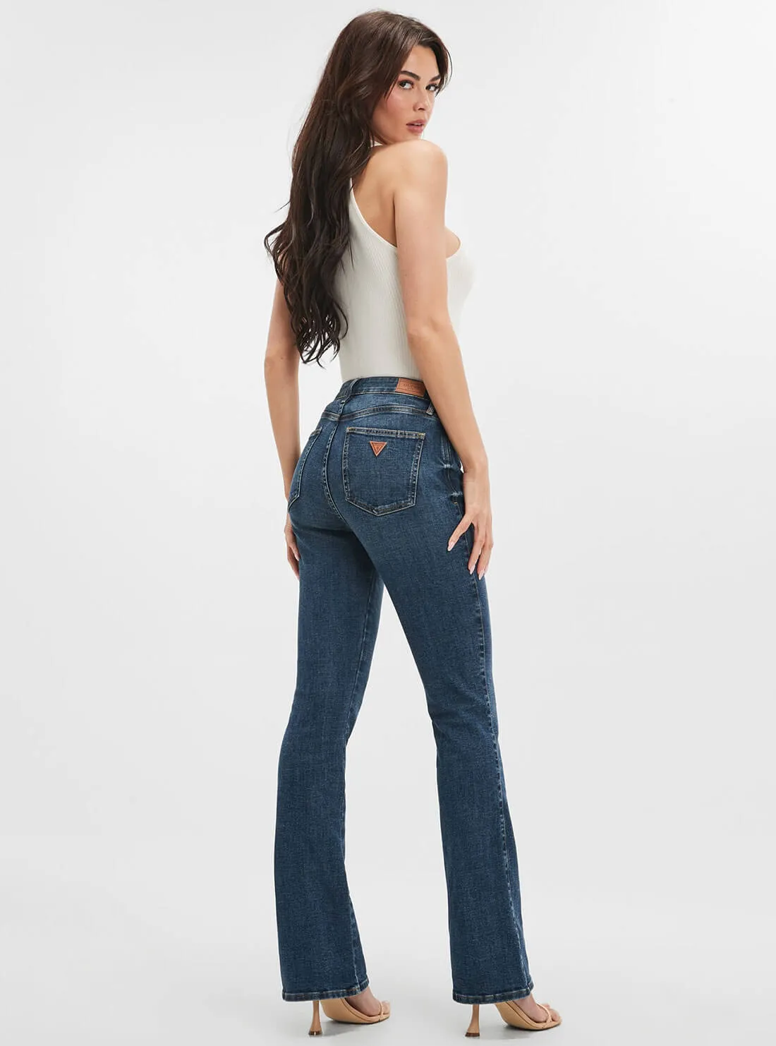 High-Rise Sexy Flared Denim Jeans In Blue Fog Wash